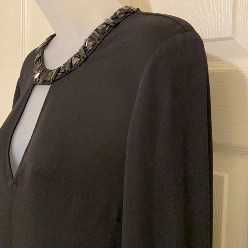 BCBGMaxAzria Frances Jewel-Neck Black Blouse - Picture 7 of 11